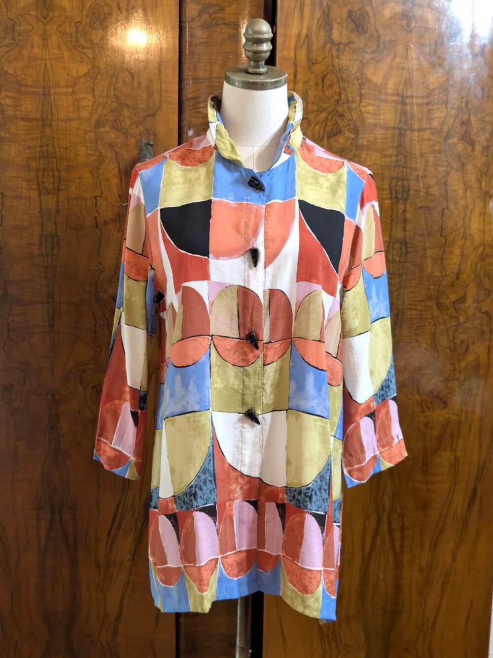 Lior Paris Wearable Art Wired Collar Tunic M Multicolor Statement Buttons Boho